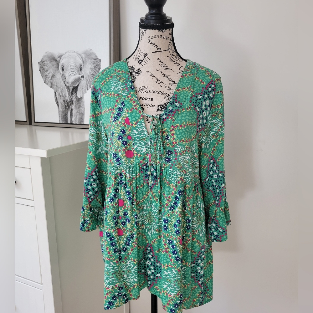 Rachel Zoe Green Floral Print Tunic Size S